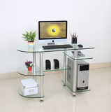 多功能台式电脑桌家用电脑桌钢化玻璃办公桌 书桌书架组合桌包邮