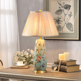 欧式创意客厅卧室床头灯 陶瓷台灯现代装饰大号台灯欧式铜台灯