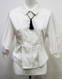 2016秋季新品lily女装专柜代购白色收腰长袖衬衫116300C4505-599