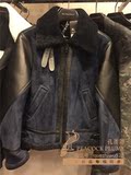 正品代购 Burberry巴宝莉15冬季新款男装皮衣 毛羊皮拼料真皮夹克