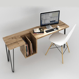 美式loft复古办公桌书桌工作台桌电脑桌长条桌写字台松木实木家具