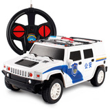 儿童方向盘遥控电动玩具汽车模型耐摔1:24仿真悍马警察车正品包邮