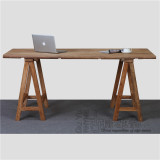 老榆木门板书桌 原木风化老门板电脑桌  办公桌 老榆木门板家具