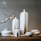 中式白色手绘景德镇陶瓷花瓶 小口玄关花瓶 文艺瓷器室内插花瓶