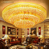 奢华LED金色客厅灯具圆形水晶灯吸顶灯饰卧室大厅大气欧式现代灯