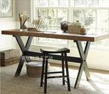 铁艺实木桌腿餐桌实木做旧家具美式复古老松木餐桌会议桌饭桌书桌