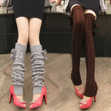 包邮冬季韩版堆堆袜 加长加厚保暖毛线过膝女麻花袜套 护膝护腿套