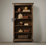 特价外贸原单美式复古做旧实木书柜书架法式欧式酒柜储物柜展示柜