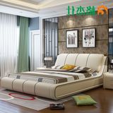 热卖格杰仕真皮床1.8米双人床现代简约婚床1.5米单人床软包皮艺床