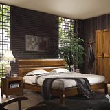 实木床1.8米双人床 高箱储物床简约现代床中式虎斑木家具包邮特价