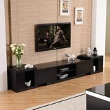 现代简约伸缩电视柜组合黑钢化玻璃小户型客厅地柜 1183F