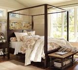 美式实木架子床 木腊油饰面 美式卧室家具 榫卯结构 红孩儿品牌