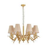最灯饰美式复古设计全铜色布艺灯罩低调奢华客厅吊灯简约卧室灯具