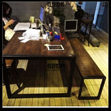 美式乡村复古做旧铁艺实木饭桌折叠酒吧桌办公桌餐桌椅组合特价