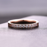 韩版时尚超闪半圈钻镀18K玫瑰金戒指女食指环饰品钛钢戒精致礼物