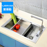 德国LABRAZE 厨房加厚 单槽水槽 洗菜盆 304不锈钢纯手工打造双槽