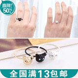 OD0305  韩国饰品批发新品精致可爱逼真小猫咪镶钻动物戒指指环