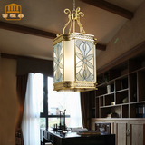 全铜吊灯欧式古典玻璃艺术灯具巴洛克拼花焊锡铜灯走廊梯间吊灯