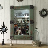 美式家具 欧美乡村化妆镜子 梳妆镜复古做旧壁挂镜卫浴镜浴室镜子