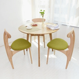 日式餐桌椅组合北欧小户型白橡木实木餐桌圆形咖啡桌送手机支架
