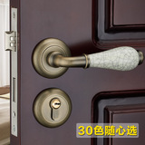 房门锁中式实木简欧式仿古全铜别墅大门锁双开木门锁具