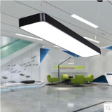 现代简约LED办公室吊灯圆角铝材餐厅吊灯长条办公楼商业照明灯具