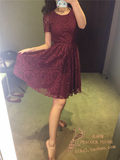 正品代购 巴宝莉/Burberry2015夏季新款女装 优雅圆领蕾丝连衣裙