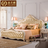 法兰妮  欧式床双人床橡木真皮床奢华1.8米公主床实木雕花法式床