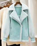 冬装新款麂皮绒夹克毛呢短外套潮韩版学生甜美修身羊羔绒呢大衣女