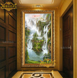 欧式风景油画客厅 玄关装饰画 手绘 竖 单幅 走廊过道挂画聚宝盆