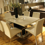 纯天然白洞石餐桌 爵士白大理石长方形餐台椅玛卡 正品T80A特价