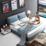 布艺床 寝尚布床小户型可拆洗布床 时尚简约布床 1.8米气动箱体床