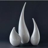 现代单支花花瓶白色陶瓷瓶艺术装饰餐厅饰品花瓶摆件创意水滴造型