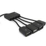供电Micro USB OTG数据线HUB安卓手机连接鼠标键盘U盘分集线器带