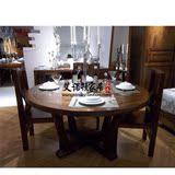 上海厂家直销北欧北美黑胡桃家具全实木餐桌椅实木园圆桌6人桌子