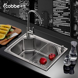 卡贝 304不锈钢单槽 厨房洗菜盆淘菜盆洗菜池水斗单盆水槽