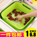 创意移动水槽蔬菜水果加厚收纳篮厨房大号塑料沥水洗菜盆带把手