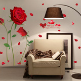 大红玫瑰花家居贴画墙贴客厅墙上卧室装饰品浪漫沙发背景墙画贴纸