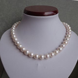天然珍珠项链正品正圆极强光天然淡水珍珠项链正品11-12mm送妈妈