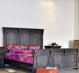 复古 欧式家具美式法式乡村风格LOFT风格全松木实木床雕花床双人