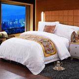 简约白色纯色纯棉酒店四件套床套全棉斜纹被套床笠床单人宾馆专用