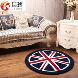 英伦风复古米字旗国旗地毯圆形腈纶客厅卧室床边地毯电脑椅地毯