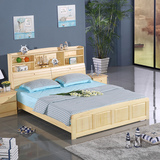 中式婚床家具松木实木书架双人床1.8米气压高箱体1.2单人1.5储物