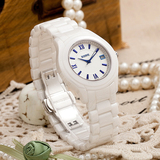 莱茵品牌时尚潮流全新正品蓝宝石白色陶瓷手表石英表女表R89018