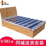 武汉简易全实木床板式双人床白橡木床1.2 1.5米1.8米简约床带床垫