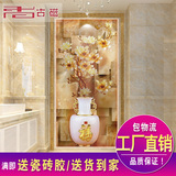 玄关瓷砖背景墙现代欧式客厅走廊过道彩雕墙砖3D陶瓷壁画玉兰花瓶
