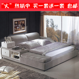 布床 布艺床 多功能榻榻米床 1.8米双人床高箱储物婚床可拆洗软床