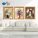 DIY数字油画 风景花卉动漫人物数字画大幅手绘客厅装饰画花卉三拼
