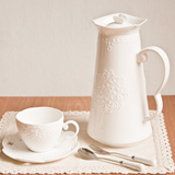 欧式浮雕蝴蝶蕾丝陶瓷壶 精美大容量水壶 咖啡壶 茶壶 zakka杂货