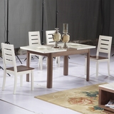 伸缩折叠餐桌钢化玻璃方桌饭桌创意餐桌客厅桌子实木小户型神空间